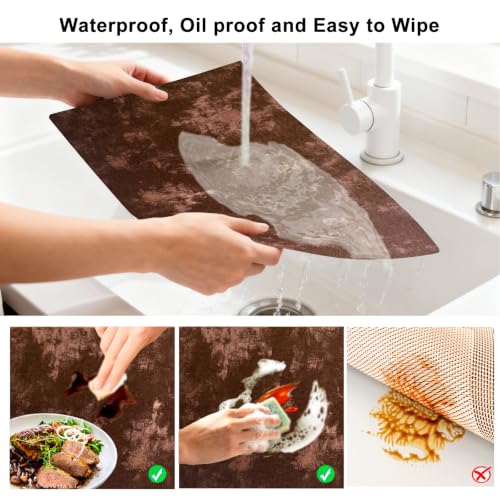 Faux Leather Placemats Set of 6, 11.8"x17.7", Coffee Brown - color: Coffee Brown, size: Set of 6