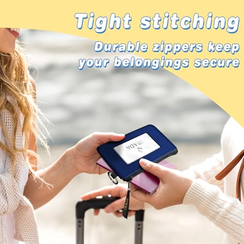 IRADA ID Case Wallet Keychain with Clear ID Window Zipper Cute Coin Purse for Women Water Resistant Small Coin Pouch-Navy Keychain Wallet - color: Navy-Keychain Wallet