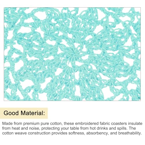 uxcell Fabric Coasters, 8pcs 4" - Cotton Woven Crochet Doilies, Lace Embroidery Cup Mat with Floral Pattern for Wedding Party Decoration (Light Mint Green) - color: Light Mint Green