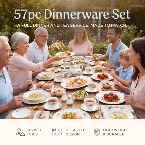 Joseph Sedgh Collection Romantic Bloom Bone China Dinnerware Set, 57-Piece - size: 57 Piece Set