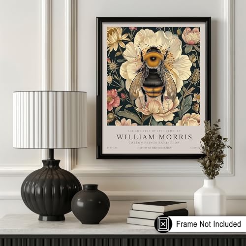 Poster Master Bumble Bee Print - William Morris Poster - Flower & Bee Art - Botanical Exhibition Wall Design - Floral Illustration - Great Flower Shop or Office Decor - 8x10 UNFRAMED Wall Decor - color: Style-05, size: 8"L x 10"W