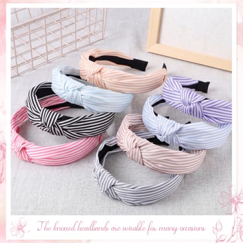 obeoby 8 Pack Stripe Knot Headbands for Women Girls, Non-Slip - color: Stripe