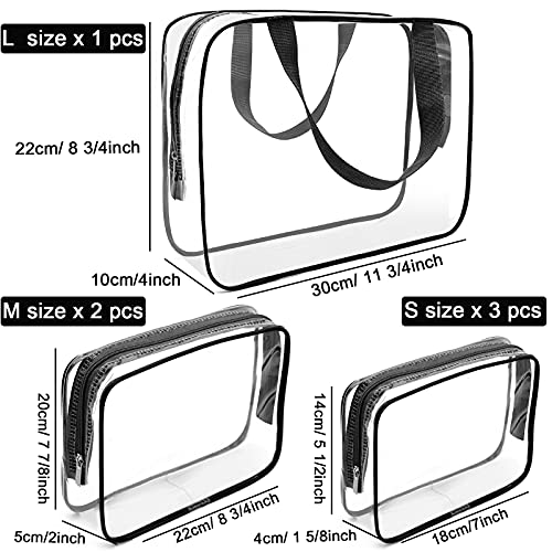 APREUTY 6 Packs Clear Makeup Bags, TSA Approved Toiletry Bags Set, Black - color: Black-6PCS (Large+Medium+Small)