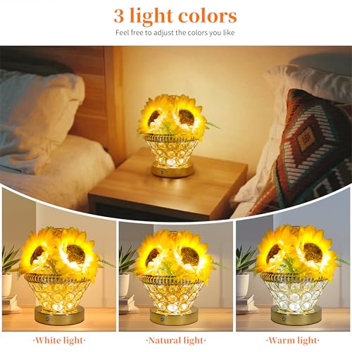 Birthday Gifts for Women, Gift Basket for Mom Sunflower Cordless Table Lamp - style: Basket-sunflower