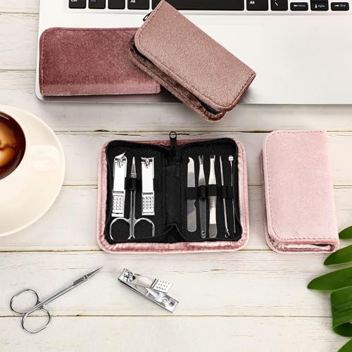 Coume 24 Sets Mini Manicure Kit for Women Men Nail Clippers, Brown Series - color: Brown Series