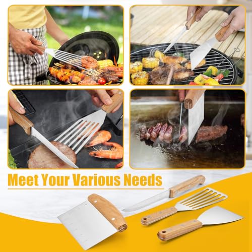 HaSteeL Griddle Accessories, 20Pcs Flat Top Grill Accessories for Camping - style: Wooden handle 20pcs