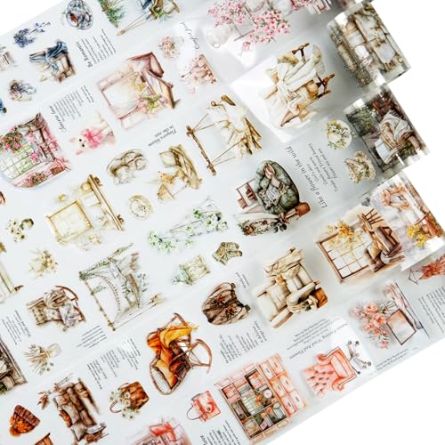 6 Rolls Pre-Cut Cozy Home PET Tape for Scrapbook Journaling - style: Cozy Home