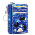Kelvoris Credit Card Holder Small Wallet Women, Slim RFID, Blue Black Cat - color: Black Cat Star Night