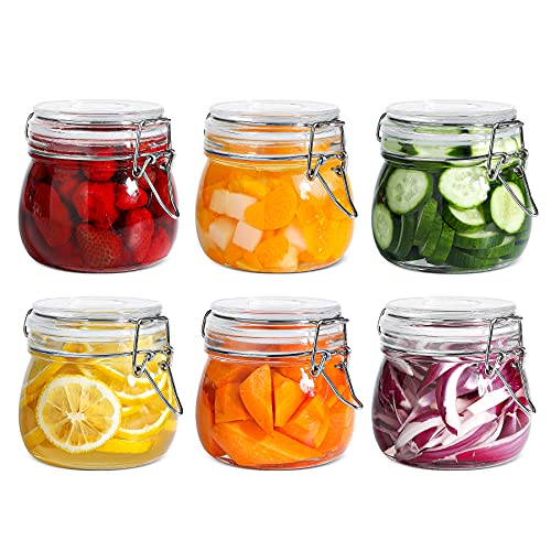 ComSaf Round Small Glass Pantry Jars with Airtight Lids 17 oz 6 Pack - size: 17 fl oz x 6