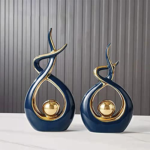 Norrclp Home Decor Modern Abstract Art Ceramic Statue Table Decor (Small) - color: Blue and Gold, size: Small