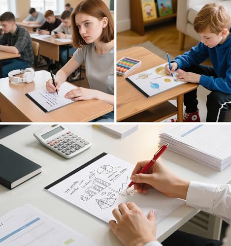 Graph Paper Notebook, 8 Pack, 8.5 x 11 Grid Paper, 4x4 Graph Ruled - color: 8 Pack-Squared (50 Sheets/Pad), size: 8.5" x 11"Portrait