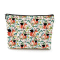 Boho Makeup Bag, Fox Botanical Floral Cosmetic Bag Makeup Organizer Pouch - color: ForestFox