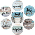 Britimes Coasters for Drinks, Set of 6, Ceramic Stone, Colorful Wooden - color: Retro 7