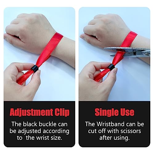 100 Pcs Cloth Wristbands, Disposable Wristbands for Events(Red) - color: RED