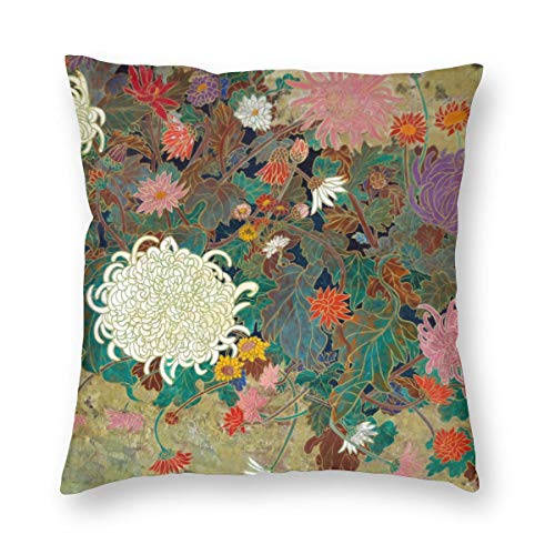 WAZHIJIA Oriental Floral Throw Pillow Cover Chinoiserie Couch Outdoor Pillow Pillow Case Japanese Flower Sofa Pillowcase 18 X 18 Inch - size: 18" x 18" (Pack of 1)