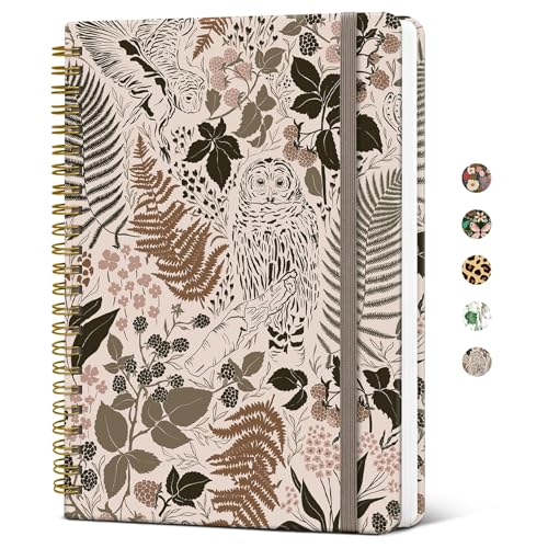 Taja Spiral Lined Journal for Women, Pretty Hardcover Journal Notebook, A5 - color: F-Magical Forest