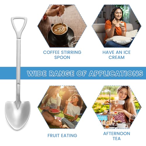 10 Pack Shovel Shape Demitasse Espresso Mini Coffee Spoons, 4.7 Inches Stainless Steel, Small for Dessert, Tea, Appetizer, Party Supplies - size: Silver 10 Pieces