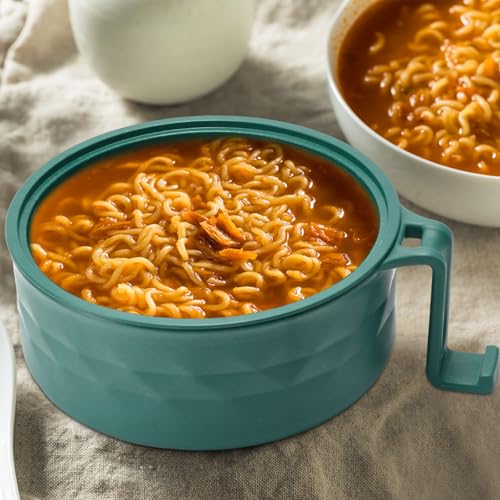 1 Set Microwave Ramen Cooker Bowl with Utensils, Dark Green - color: Dark Green