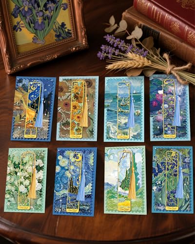 Metal Bookmarks with Tassel, Monet Oil Painting Theme Cute Book Markers for Reading Women, Book Lovers, Reading Accessories Gifts for Book Lovers - style: Paintings-8pcs