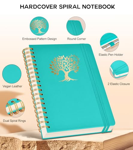 PERCUN Spiral Notebook 300 Numbered Lined Pages Hardcover Journal 8.5"x11" - color: Blue, size: A4 size (8.5in x 11.5in)