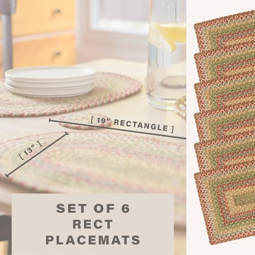 Homespice Azalea Jute Braided Placemats, Rect 13x19 Set of 6 - color: Azalea