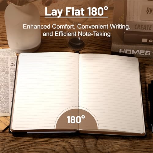 CAGIE Compass Leather Journal for Men, A5 Lined Notebook Writing Gift - color: Gray