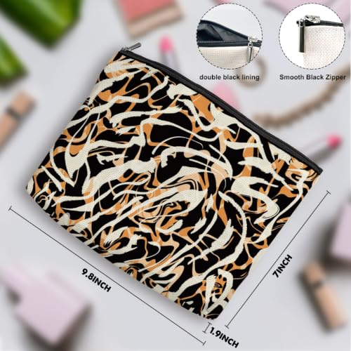 Boho Makeup Bag, Abstract Zebra Striped Cosmetic Bag Makeup Organizer Pouch - color: AbstractArt01