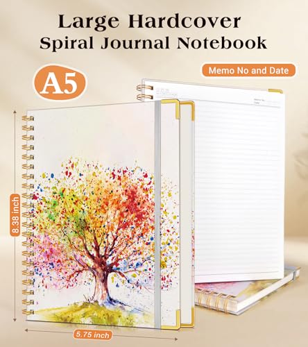 Lined Spiral Notebook Journal for Women, 150 Pages Cute Notebooks 5.75” x 8.38”, A5 Hardcover Spiral Journals with 100 GSM Thick Paper, College Ruled Notebook for Writing Work School, Colorful Tree of Life - color: Colorful Tree of Life