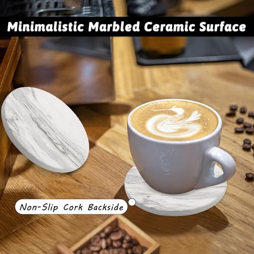 Coaster Set of 4, Ceramic Drink Coasters with Holder, 4 Inch Round (R&D) - style: 4 coasters Style D