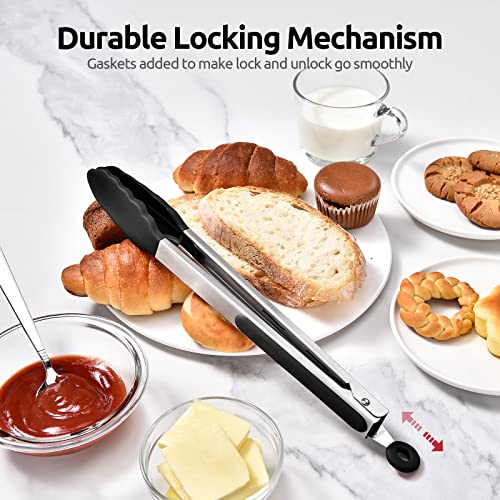 U-Taste Kitchen Tong for Cooking, 600ºF Heat-Resistant Silicone, 12in/Black - color: Black, size: 12 inch