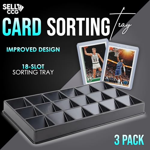 (3 Pack 18-Slot Toploder Trading Card Sorting Tray - Improved Design Compatible with Top Loaders, One Touch & Sleeved Cards