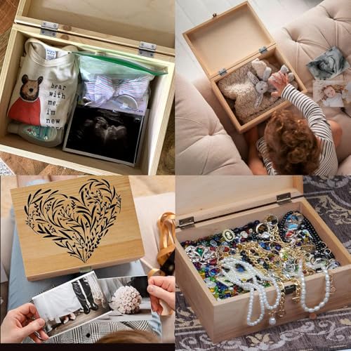EXISTING Wooden Memory Keepsake Box, Large Keepsake Boxes with Lids - color: Khaki