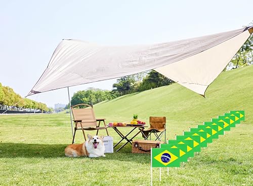50 Pack Brazil Brazilian Flags Small Mini Hand Held Brazil Brazilian on Stick Flags, Miniature National Country Flags,Party Decorations Supplies for Parades,International Festival - color: Brazil