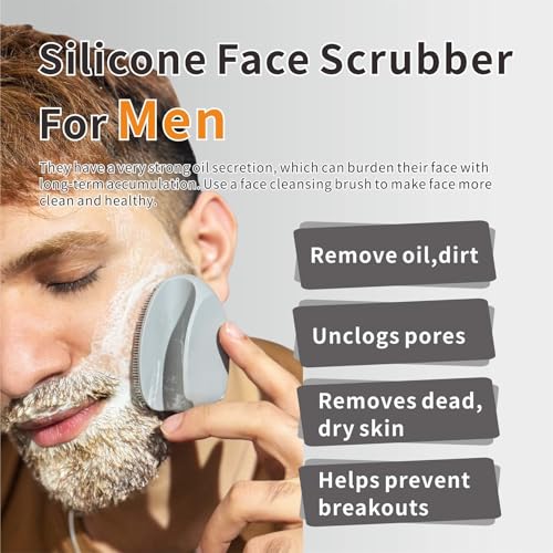 Soft Silicone Face Scrubber,Facial Cleansing Brush,Facial Exfoliation Scrub for Massage Pore Cleansing Nose Blackhead Remover Deep Scrubbing for All Kinds of Skins Men and Women - color: Black+gray
