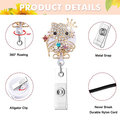 Crystal Badge Reels Retractable ID Holder with Cute Animals Design 5 Pack - color: Bear,cat,owl,panda