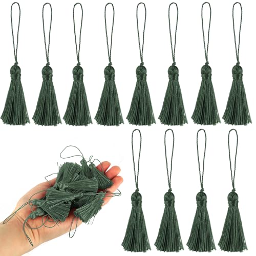 BEL AVENIR 45 pcs Mini Bookmark Tassels 3.75inch Silky Key Tassel - color: Soft Grey
