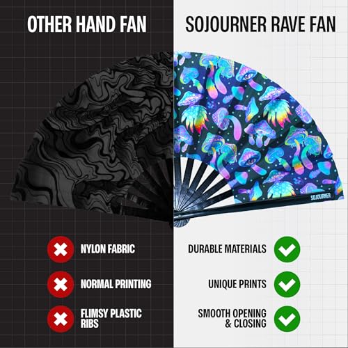 SoJourner Folding Rave Fan, Magic Mushroom - color: Magic Mushroom