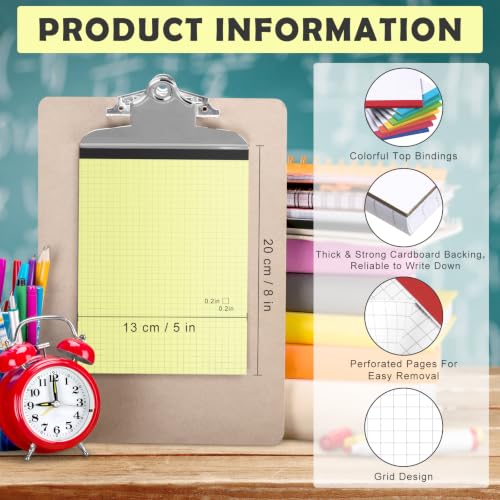 Jetec 8 Pcs Small Graph Paper Notepad 5 x 8 Inch, Black - color: Black