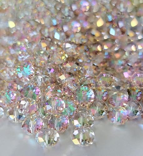 500Pcs 6mm Crystal Glass Beads for Jewelry Making Beads for Bracelets Necklace Pendants Making Supplies(Silver Champagne) - color: Silver champagne, size: 6mm 500pcs