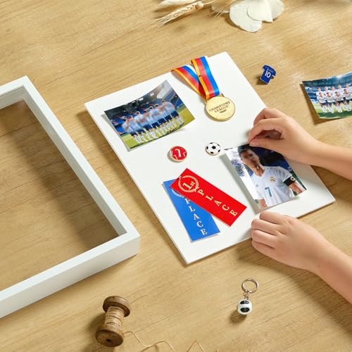 11x14 Shadow Box Picture Frame with Real Glass Panel and Linen Back - color: White + Thickened Panel + Foam Packaging, size: 11x14