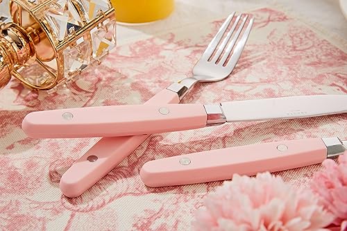 ANNOVA Silverware Set, Retro/Rivet Colorful Stainless Steel Tableware Kitchen Flatware Set Utensils, Includes Dinner Knives, Forks, Spoons, Salad Forks & Dessert Spoons (Light Pink, 20 Pieces) - color: Light Pink