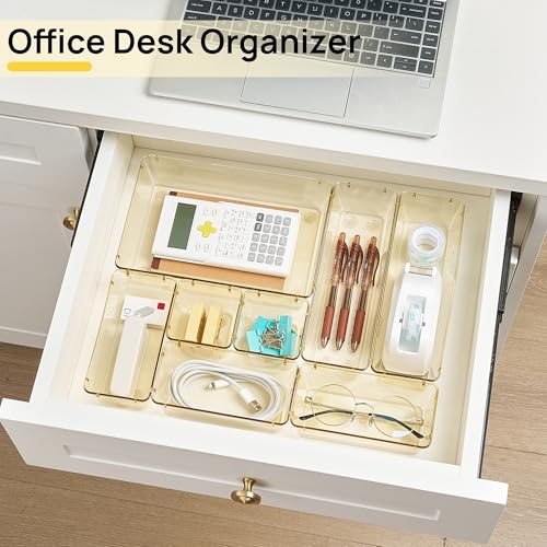 Vtopmart 25 Pack Plastic Drawer Organizers with Anti-slip Rubber Pads - color: Transparent Champagne