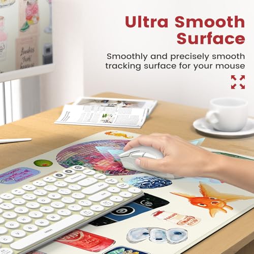 iCasso Desk Pad Mat, Large Mouse Pad and Keyboard Wrist Rest Set - color: Watercolor Stickers