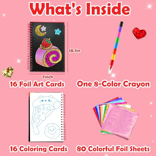 FUNNYB&G Foil Art Craft Kit for Kids, Sparkly Birthday Gift Toy for Girls - style: Food