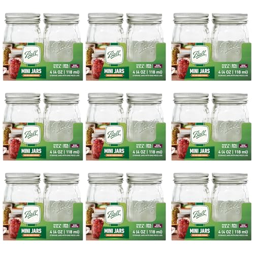 Ball Glass Mini Storage Jar, Quarter Pint Size, 4 OZ (Pack of 36) - size: 4 Count (Pack of 9)
