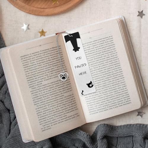 Black Inspirational Funny Cute Cat Bookmark for Reading Women - style: Cat Paw 2