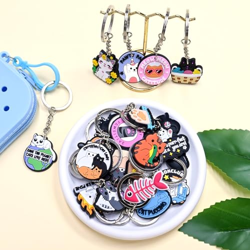 Cute Keychains Bulk, Keychain Charms Key Chain Trinkets Backpack Charms Accessories Keyring for Classroom Prizes - color: Cat