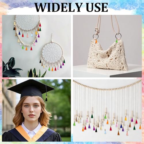 Mini Tassels Charm, 90pcs Golden Round Caps Mixed Color Mini Tiny Handmade Craft Tassels Charms for DIY Jewelry Necklace Making Accessories - color: 18 Colors-3cm