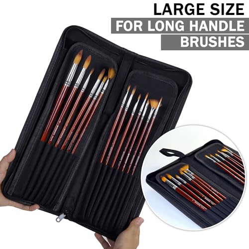 DUGATO Long Brush Holder & Organizer, Canvas Case 5.7 x 14.8 in, Black - color: Black, size: Large 5.7x14.8 inches