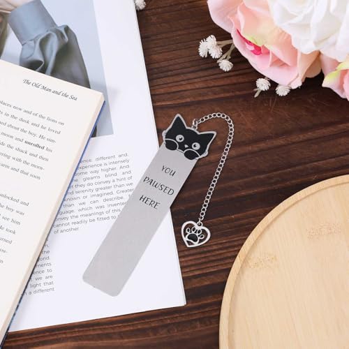 Cat Bookmark, Zinc Alloy Kitten Pet Book Marker for Women - style: Black Cat